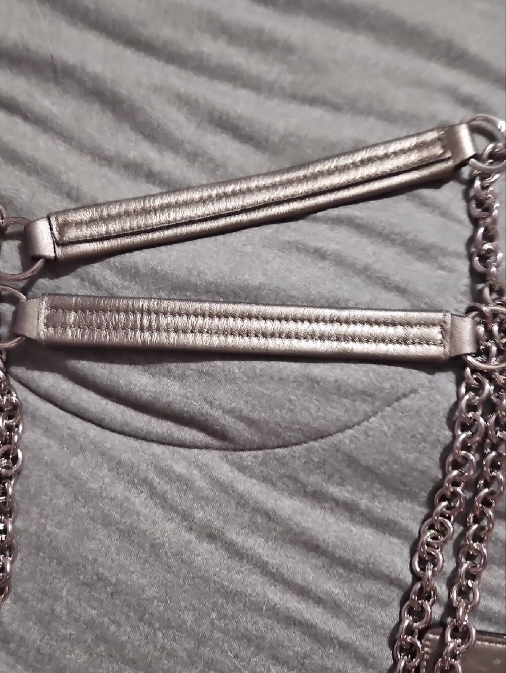 Chain-Handle Shoulder Bag in Metallic Gray - Picture 14 of 14